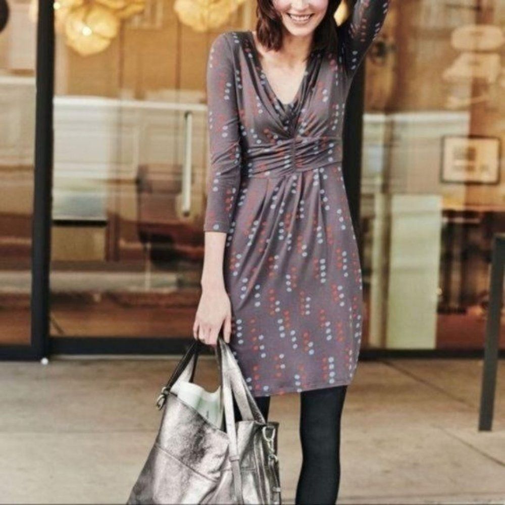 Boden Plus Size Gathered Band Tunic Dress WL846 Pewter Spot 18R